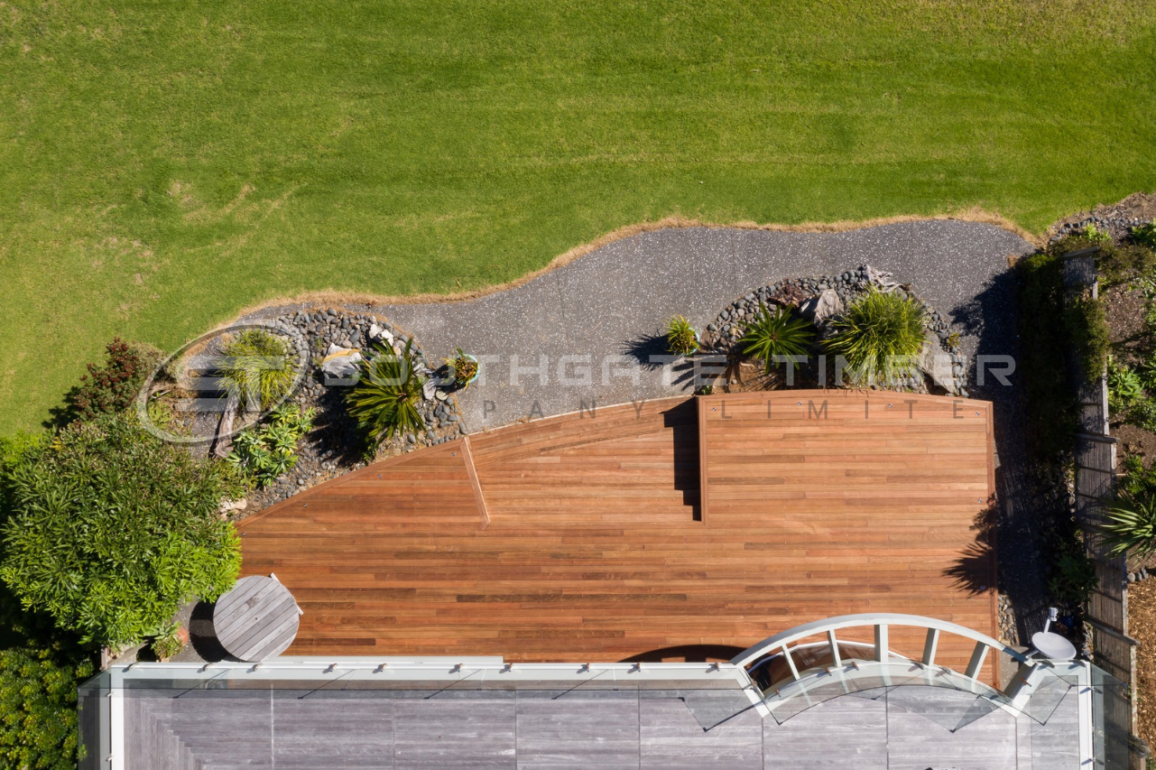 Tali hardwood decking installed in a contemporary garden setting, showcasing the timber’s natural tone ahead of its February 2026 arrival at Southgate Timber
